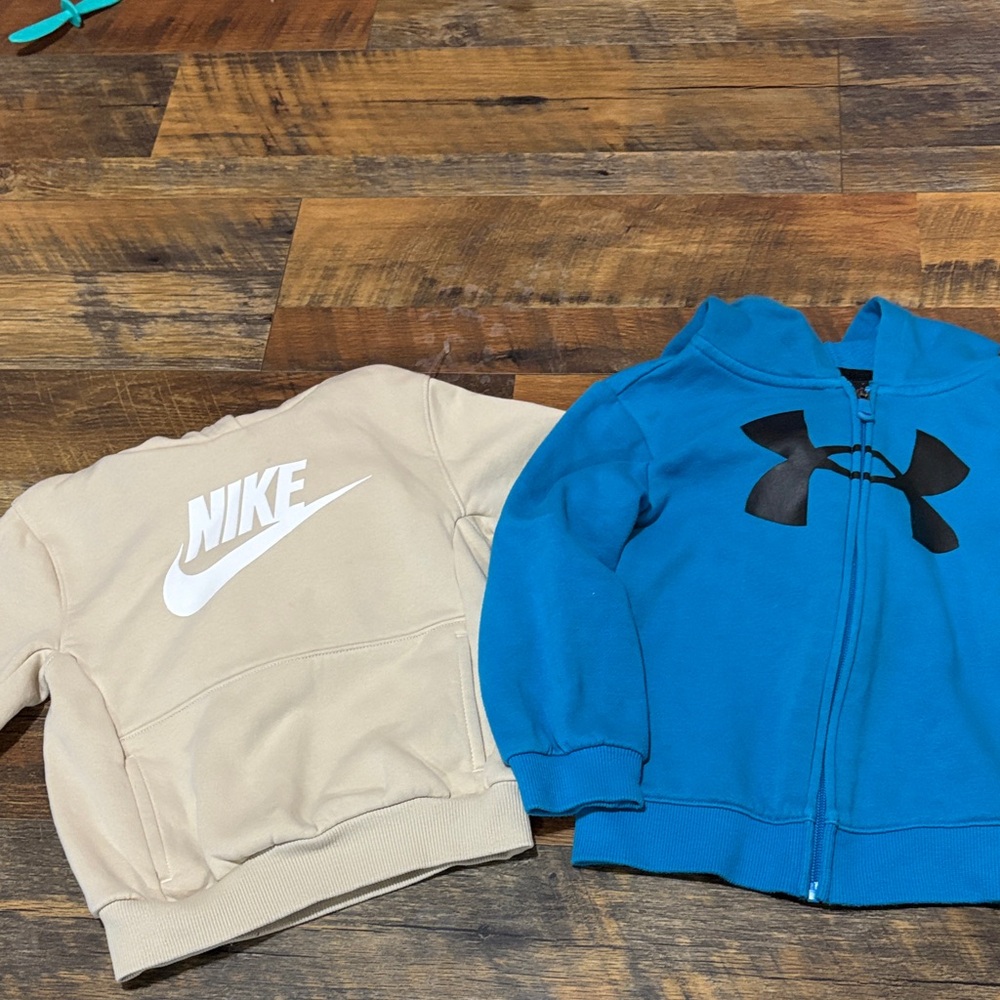 Under Armour Blue Kids Hoodie & Nike Tan‎ Sweatshirt